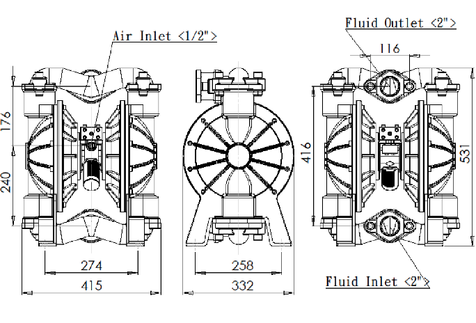 Diaphragm Pump DS20-AAT dimensions